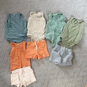 Kids Matching Set in Green, Cream, and Orange